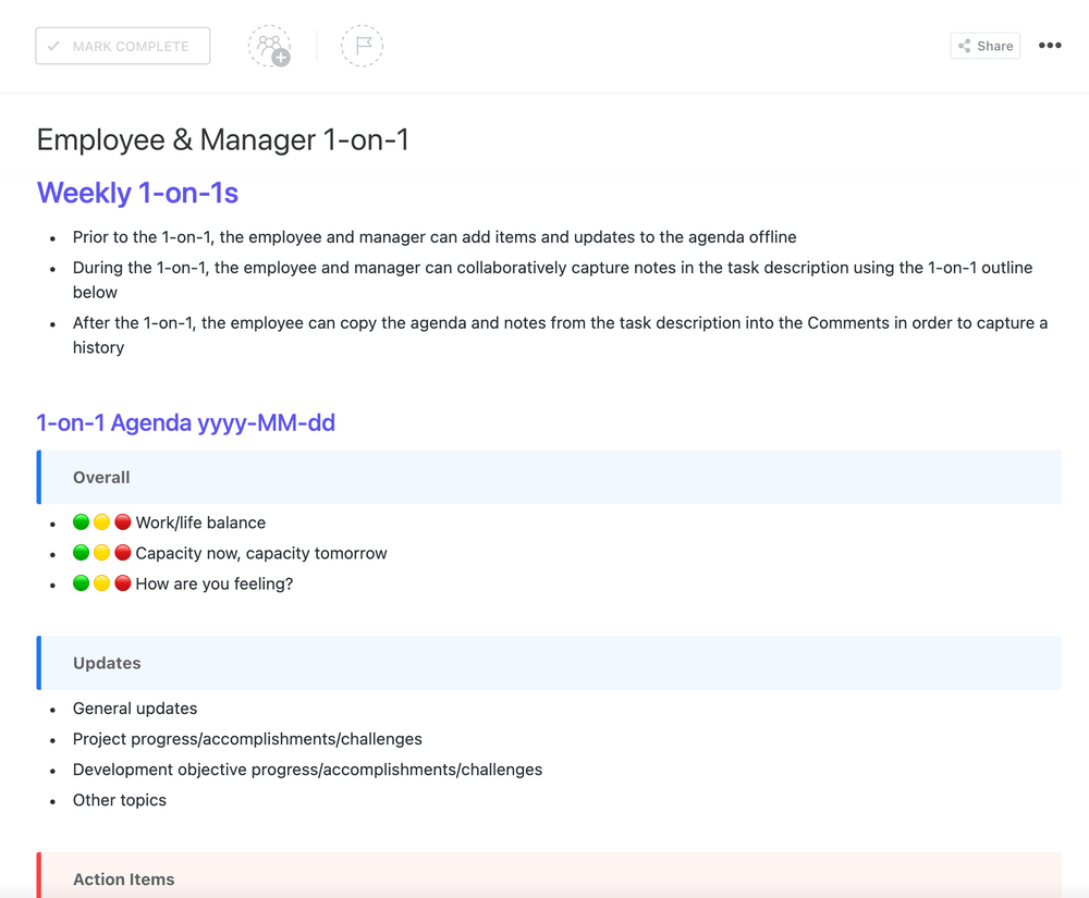 Documente claramente tudo em suas reuniões individuais com este modelo simples. Documente claramente tudo em suas reuniões individuais com este modelo simples.