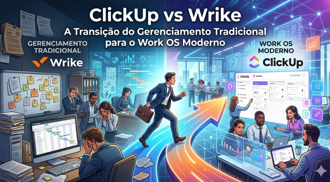 ClickUp vs Wrike: A Transição do Gerenciamento Tradicional para o Work OS Moderno