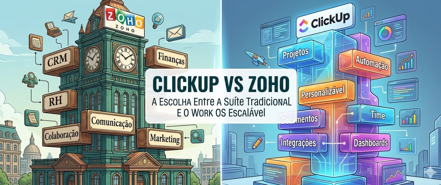 ClickUp vs Zoho A Escolha Entre a Suíte Tradicional e o Work OS Escalável