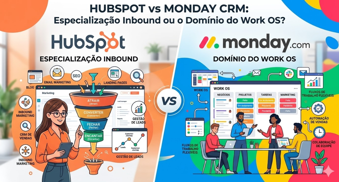 HubSpot vs monday CRM: Especialização Inbound ou o Domínio do Work OS?