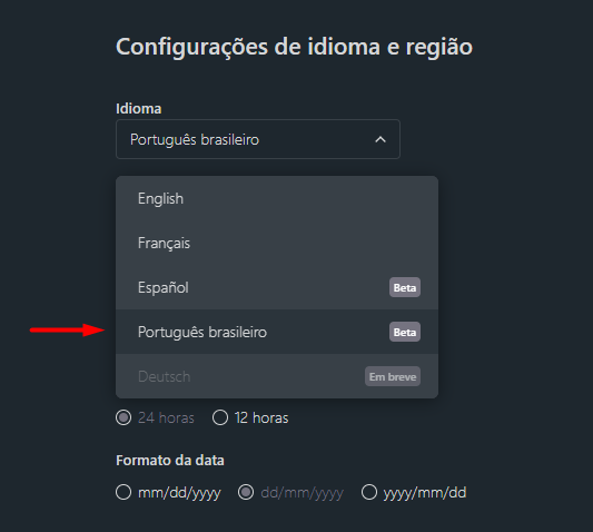 ClickUp in Portuguese
