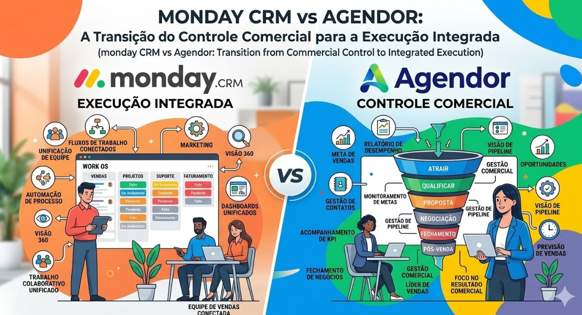 Agendor vs monday CRM: Moving from Sales Control to the Work OS